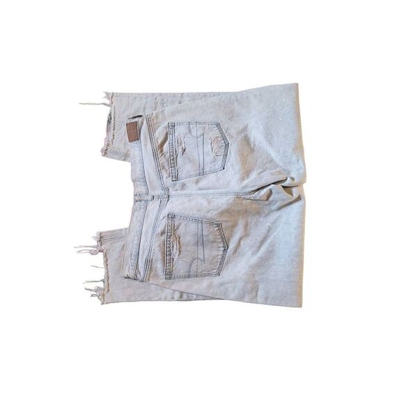 American Eagle Mom Jeans Raw Hem Acid Wash Light Blue Women's 16 - Picture 5 of 6